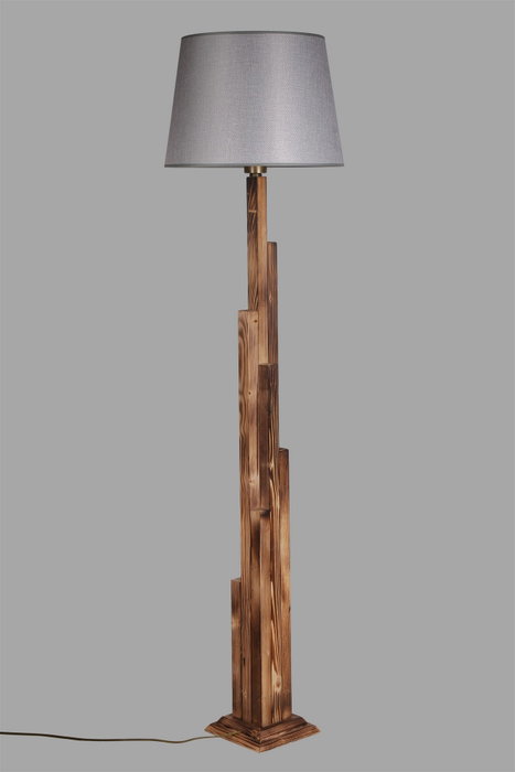 Opviq Lámpara de Pie de Madera con Pantalla de Tela Gris Opviq Lámpara de Pie de Madera con Pantalla de Tela Gris